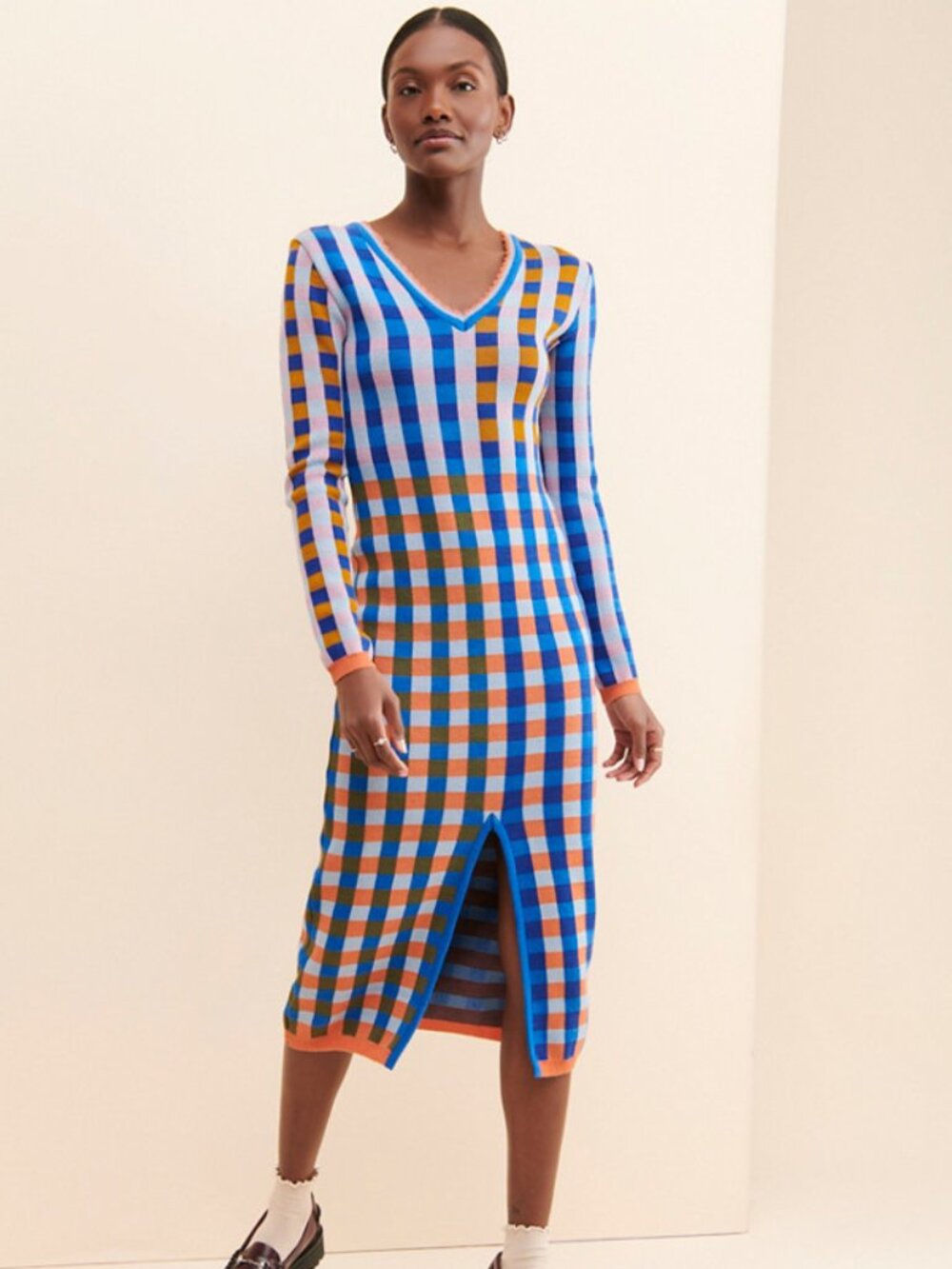 Conditions Apply (Anthropologie) Endreea Checkered Plaid Sweater Dress – Size L